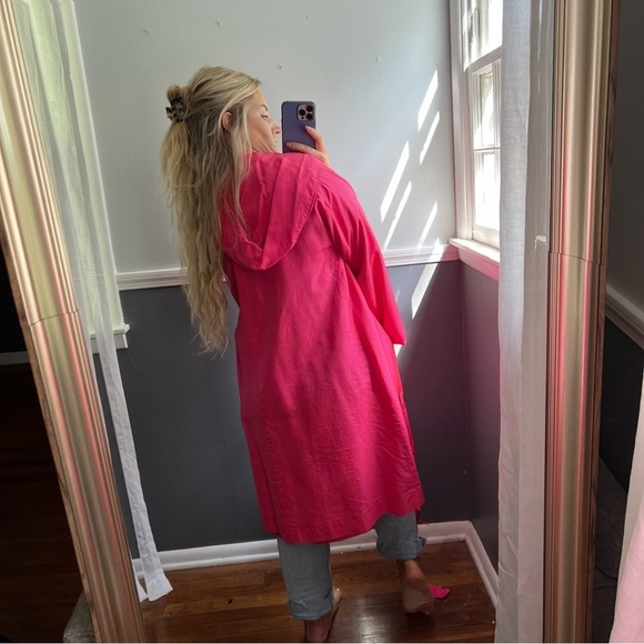 Vintage Lawrence of London 100% Silk Hot Pink Unión Made Trench Large - Picture 9 of 13